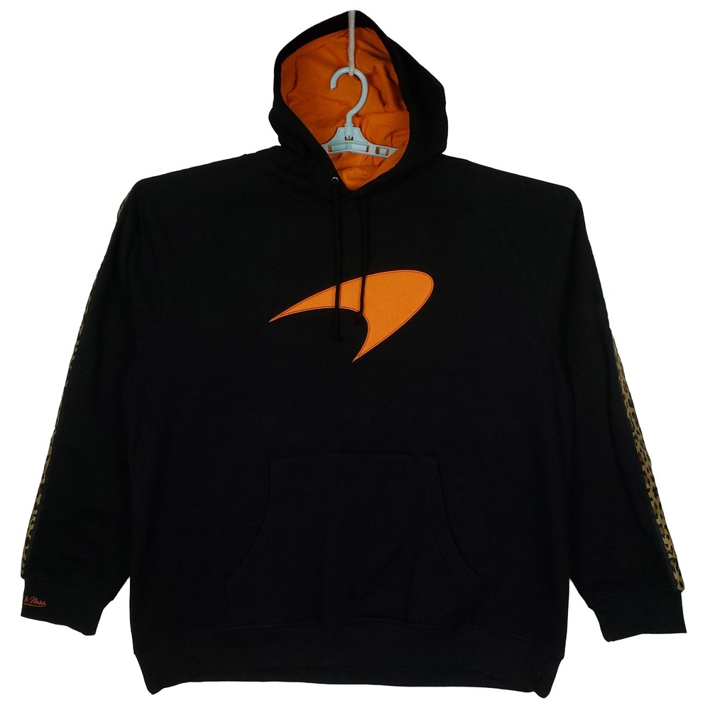 McLaren Racing Mitchell & Ness‎ 2XL XXL Hoodie Cut Felt Logo Black NWT